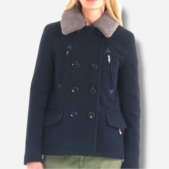 🌸New🌸 Superdry Peacoat Wool Blend Navy Blue NWT